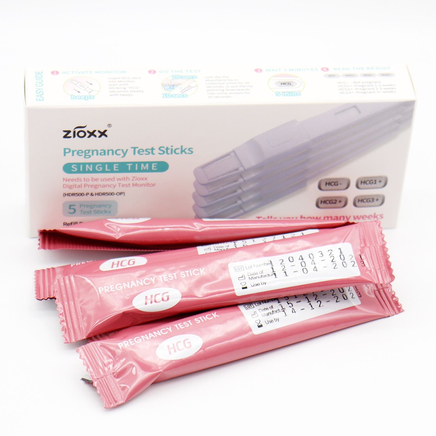 Zioxx Individual Digital Pregnancy Test Sticks 5 Counts HCG Digital Monitor not Included