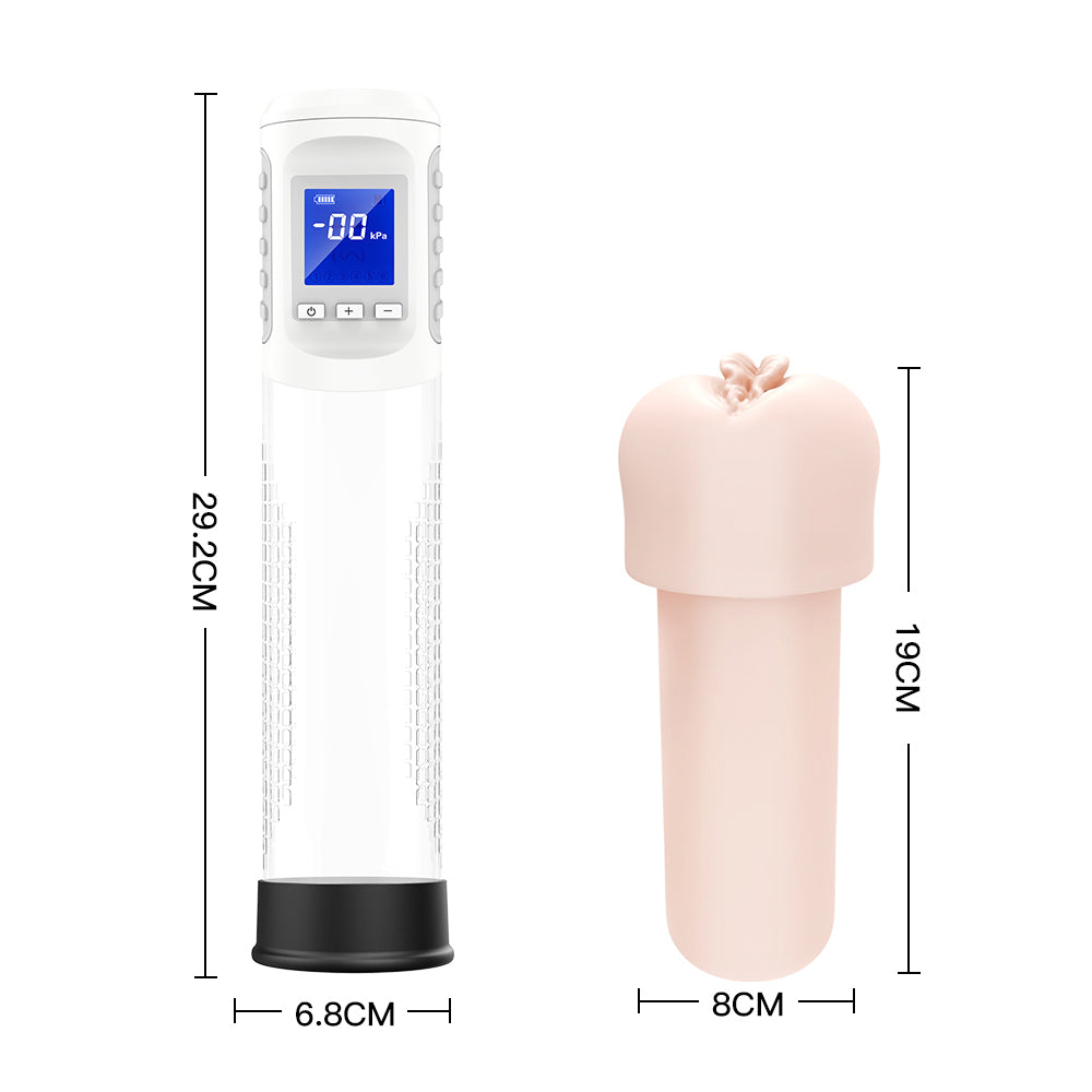 Rechargeable Automatic Masturbator for Men Electric Penis Vacuum Pump Instant Erection and Penis Enlargement with 5 Suction Modes ED Treatment White Color