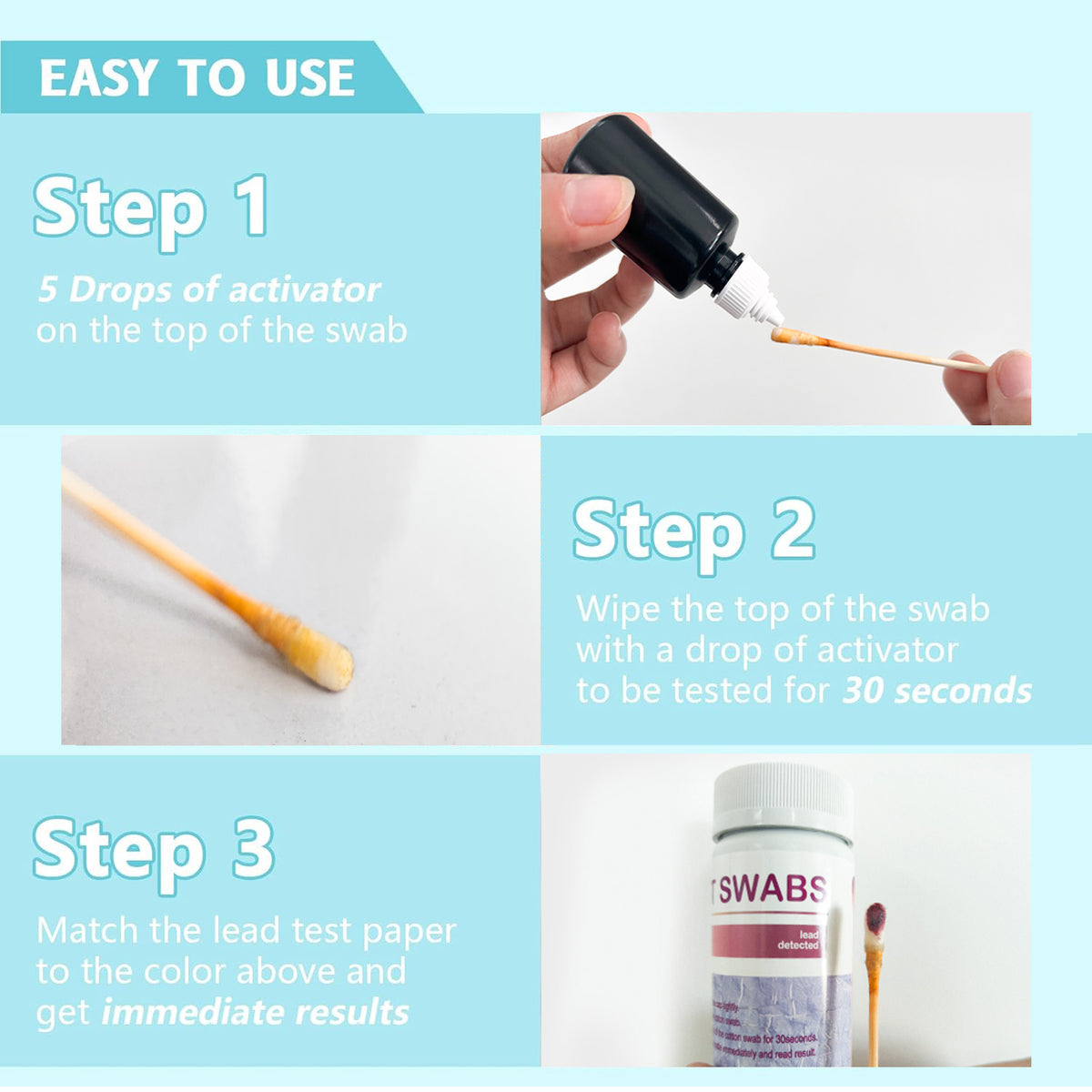 Lead Test Kit with 60 Pcs Lead Testing Swabs for All Painted Surfac...