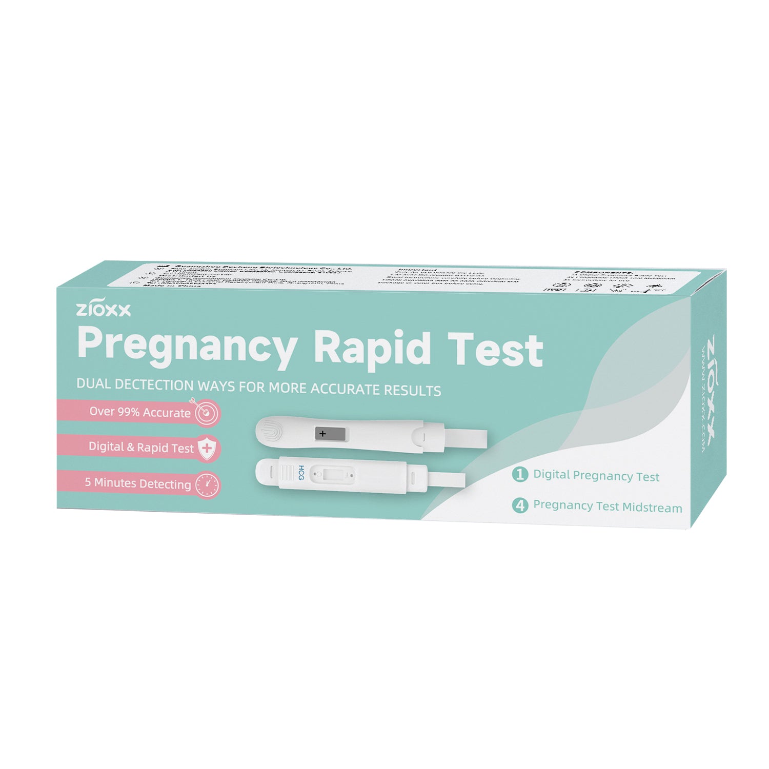 Zioxx Digital Pregnancy Test Early Detection 1 Digital and 4 Regular Pregnancy Tests
