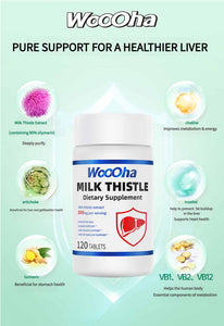 Woooha Milk Thistle Supplement 300mg Extract with Vitamin B12 120 Tablets