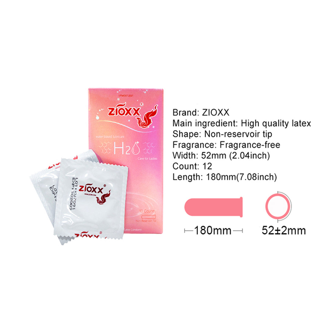 Zioxx H2O Soft Touch  Extra Lube Condoms 10 Counts
