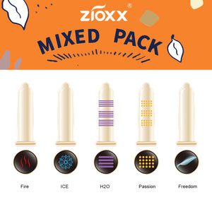 Zioxx  5-in-1  Water Based Lubricated Condoms 50 Counts