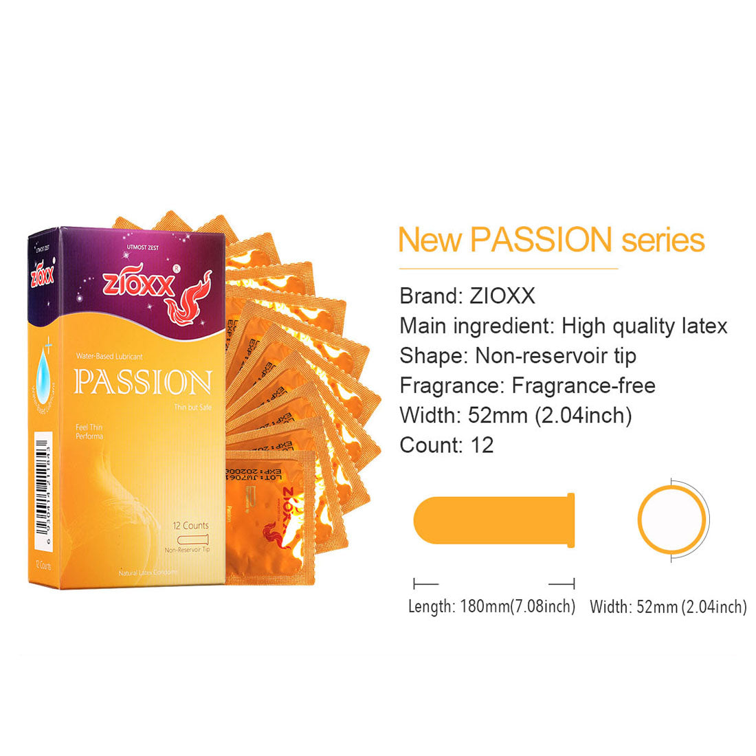 Zioxx Passion Skin to Skin Condoms 52mm 12 Counts